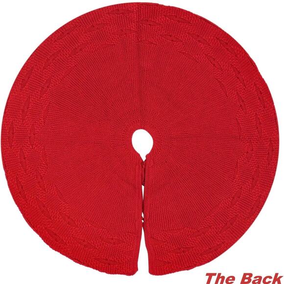 NWT 24” Red Knit Christmas Tree Skirt - Picture 7 of 9